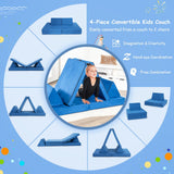 Juego de sofá convertible para niños de 4 piezas con 2 alfombrillas plegables - Amarillo