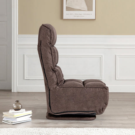 Sillón de Suelo Plegable con Giro de 360 Grados y 6 Posiciones Ajustables