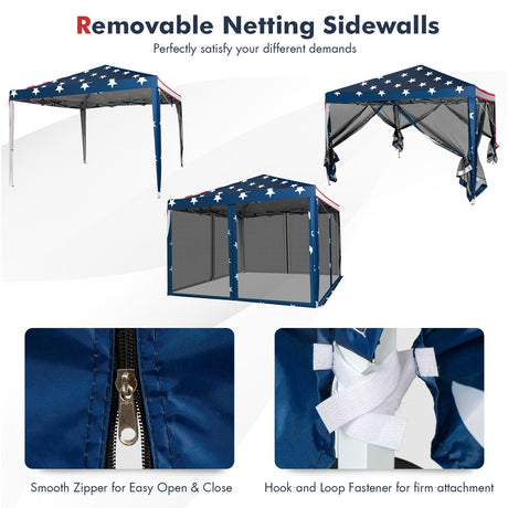 Carpa Toldo Plegable Instantáneo de 3 m x 3 m Fácil de Montar con Mosquitera