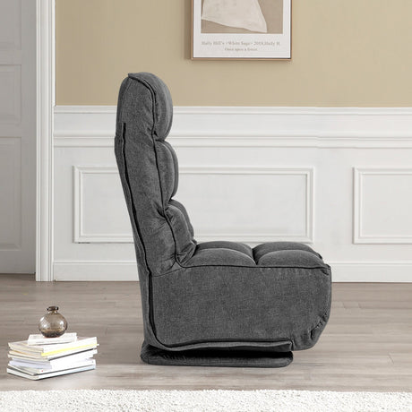 Sillón de Suelo Plegable con Giro de 360 Grados y 6 Posiciones Ajustables