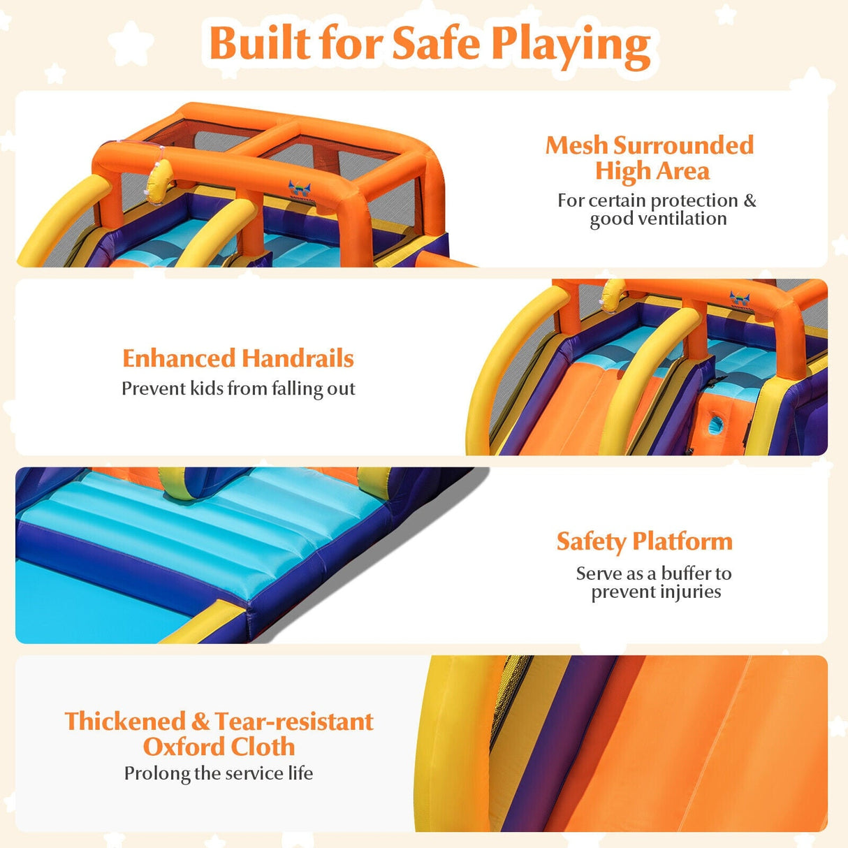Castillo Hinchable 4 en 1 para Niños con Piscina Splash sin Soplador