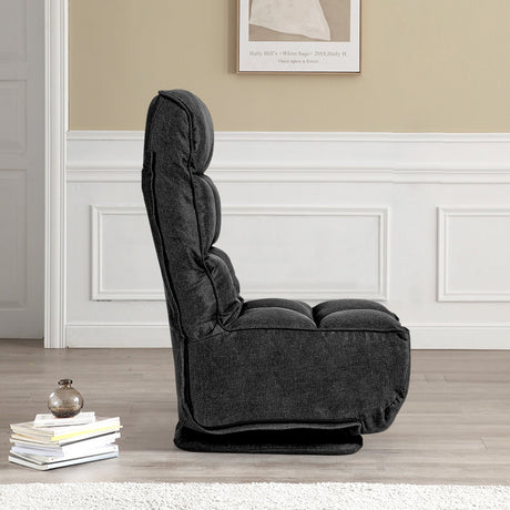 Sillón de Suelo Plegable con Giro de 360 Grados y 6 Posiciones Ajustables