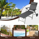 Tumbona plegable ajustable para patio con ruedas