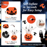 Fantasma inflable de Halloween de 6 pies con decoración de calabaza y lámpara giratoria