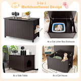 Wooden Cat Litter Box Enclosure with Top Opening Side Table Furniture
