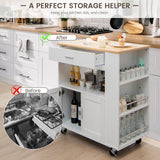Rolling Kitchen Trolley with 3 Spice Racks Drawer and Open Shelf