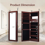 Joyero con espejo para puerta de pared con cerradura y luces LED