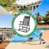 Sillón mecedora plegable liviano para exteriores con reposapiés