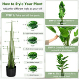 Planta artificial Monstera Deliciosa de 5 pies de altura para interior y exterior