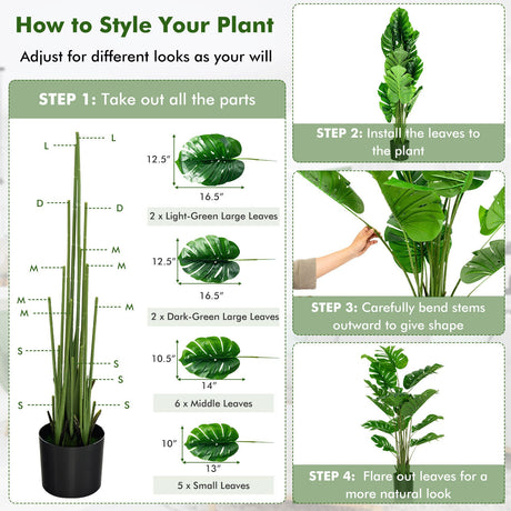 Set de 2 Piezas de Árbol Artificial Monstera de 5 Pies