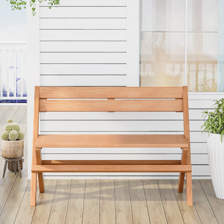 Bancos plegables de madera de teca para exterior para 2 personas, Indonesia, con asiento de listones