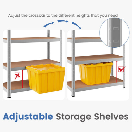 Estantería para herramientas de 5 estantes ajustable de 90 x 180 cm con capacidad de 900 kg - Plateado