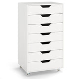 7-Drawer Chest Wooden Storage Dresser with Lockable Wheels