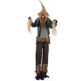 7 FT Halloween Decoration Animated Standing Scary Scarecrow with Light-up Eyes for Hunted Houses