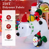 7 pies Papá Noel inflable montado en oso con bolsas de regalo de pingüinos y caja de regalo