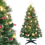 5/6/7 Feet Artificial Christmas Tree with Red Berries and Kerosene Lamps