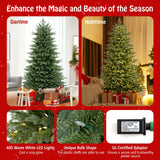5/6/7 Feet Artificial Christmas Tree with 1426/2116/3156 Lush PVC and 200/300/400 Warm White LED Lights