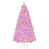 Árbol de Navidad artificial flocado de 2,13 m con 500 luces LED y 1200 ramas