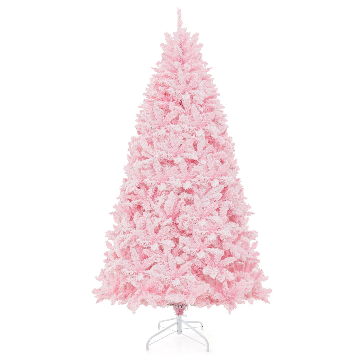 Árbol de Navidad artificial flocado de 2,13 m con 500 luces LED y 1200 ramas