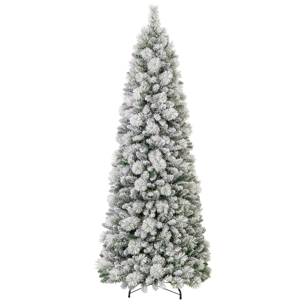 7 Feet Flocked Christmas Tree with Pine Needles and LED Lights