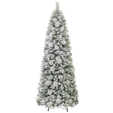 7 Feet Flocked Christmas Tree with Pine Needles and LED Lights