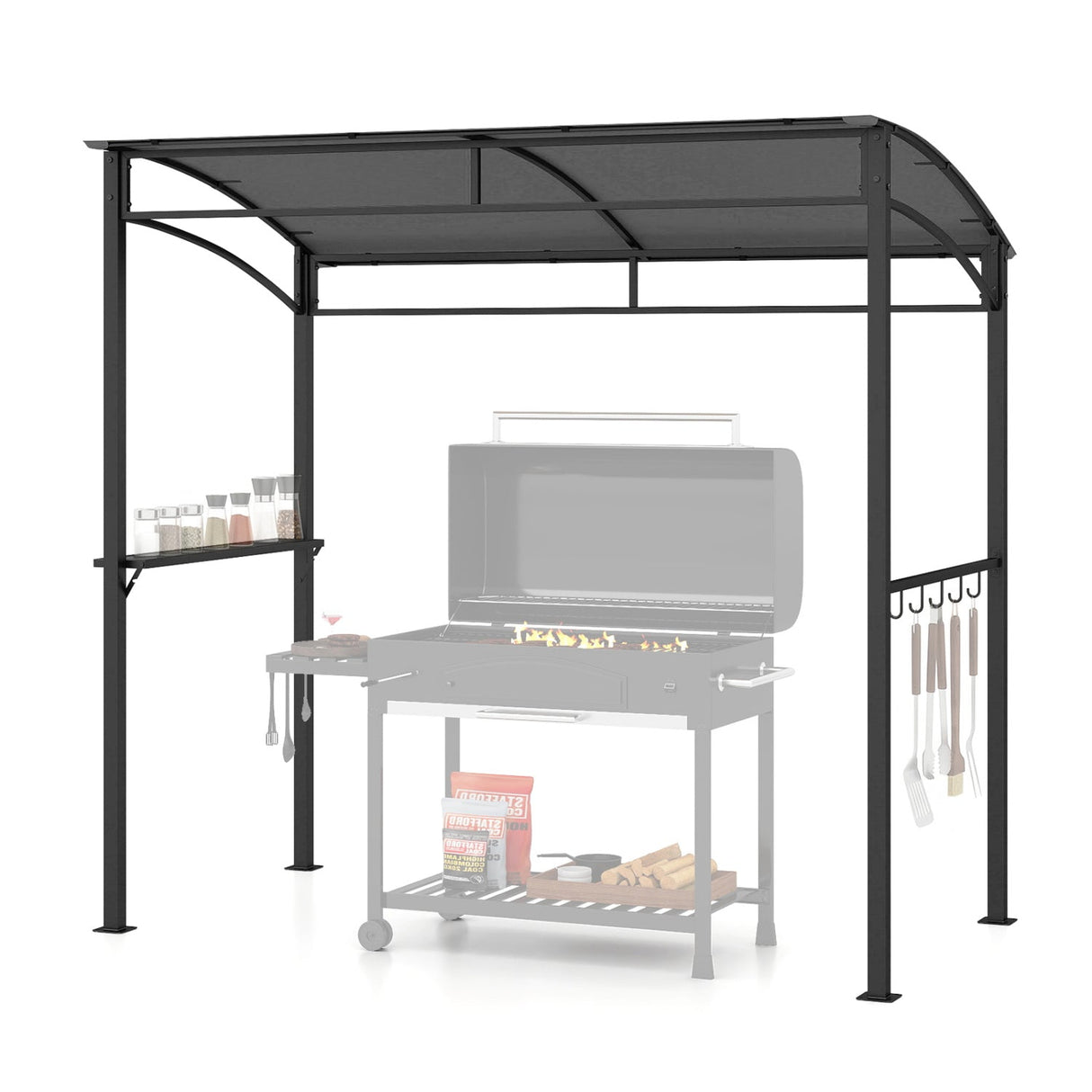 7 x 4.5 Feet Grill Gazebo Outdoor Patio Garden BBQ Canopy Shelter-Brown