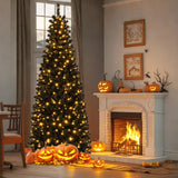 Árbol de Navidad/Halloween preiluminado con puntas de ramas de PVC y luces blancas cálidas