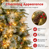 Árbol de Navidad Artificial Preiluminado de 5 pies con Luces LED de 8 Modos con Bayas