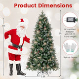 Árbol de Navidad Artificial Preiluminado de 5 pies con Luces LED de 8 Modos con Bayas