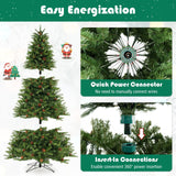 Árbol de Navidad Artificial de 1.83 m con Piñas y Brillo Ajustable