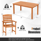 Juego de comedor para exteriores de 7 piezas de madera de teca con acabado al aceite, mesa de comedor rectangular con listones y 6 sillones