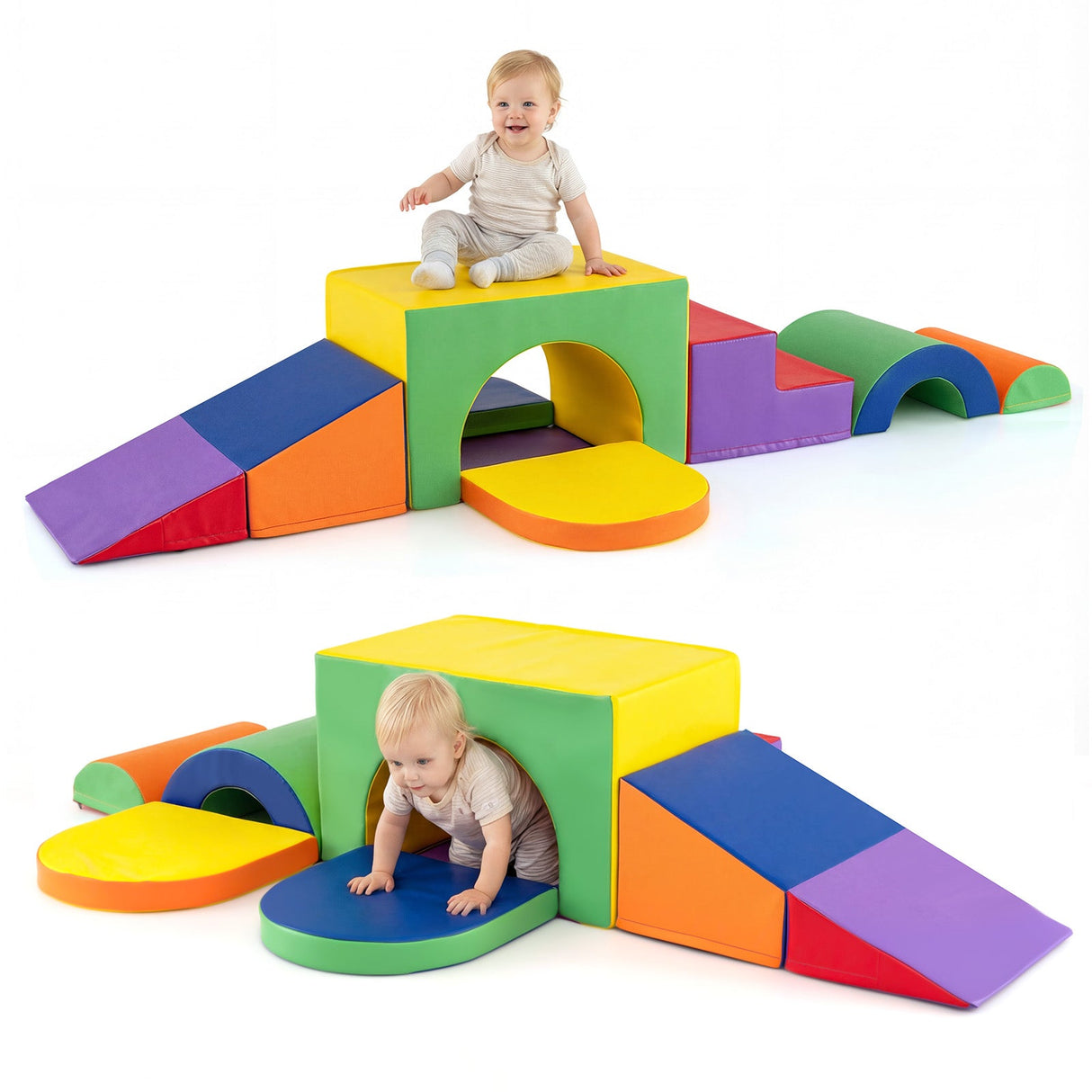 Juego de 7 bloques de espuma suave para escalar para niños pequeños de cuero PU para mayores de 1 año