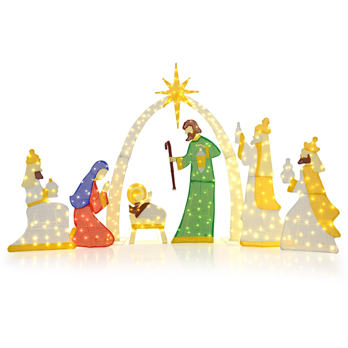 7 Pieces Lighted Nativity Scene with 310 Warm White LED Lights