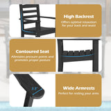 Juego de comedor de exterior de 7 piezas para 6 personas, mesa rectangular de HDPE de 67 pulgadas para patio y 6 sillones