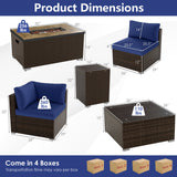 7 Pieces Outdoor Furniture Set with 32 Inch Fire Pit Table and Propane Tank Cover