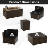 7 Pieces Outdoor Furniture Set with 32 Inch Fire Pit Table and Propane Tank Cover