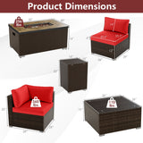 7 Pieces Outdoor Furniture Set with 32 Inch Fire Pit Table and Propane Tank Cover