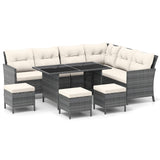 7 Pieces Patio Dining Furniture Set with Soft Cushions and Ottomans