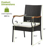 7 Pieces Patio Wicker Dining Set with Detachable Cushion and Umbrella Hole