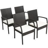 Juego de comedor de ratán para patio de 7 piezas con orificio para sombrilla-L