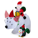 7 pies Papá Noel inflable montado en oso con bolsas de regalo de pingüinos y caja de regalo
