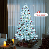 Árbol de Navidad artificial de 7 pies con nieve y luces LED blanco frío