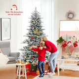 Árbol de Navidad artificial de 7 pies con nieve y luces LED blanco frío