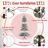 Árbol de Navidad artificial de 7 pies con nieve y luces LED blanco frío