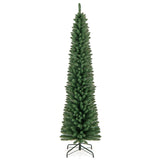 Árbol de Navidad Tipo Lápiz de 1,5/1,8/2,1/2,4 metros con 295/392/523/671 Puntas de Rama de Alambre con Memoria y Soporte Metálico Mejorado