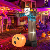 Espantapájaros fantasma de calabaza inflable de Halloween de 2,13 m con luces LED incorporadas