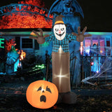 Espantapájaros fantasma de calabaza inflable de Halloween de 2,13 m con luces LED incorporadas