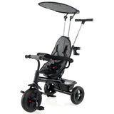7-in-1 Baby Stroller Tricycle with Adjustable Canopy and Foldable Footrests for Ages 9-60 Months Old