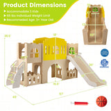 7-in-1 Toddler Slide Set for Kids with Climber and Basketball Hoop-Multicolor