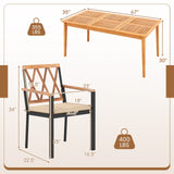 Juego de comedor de patio de 7 piezas de madera de acacia maciza con agujero para sombrilla